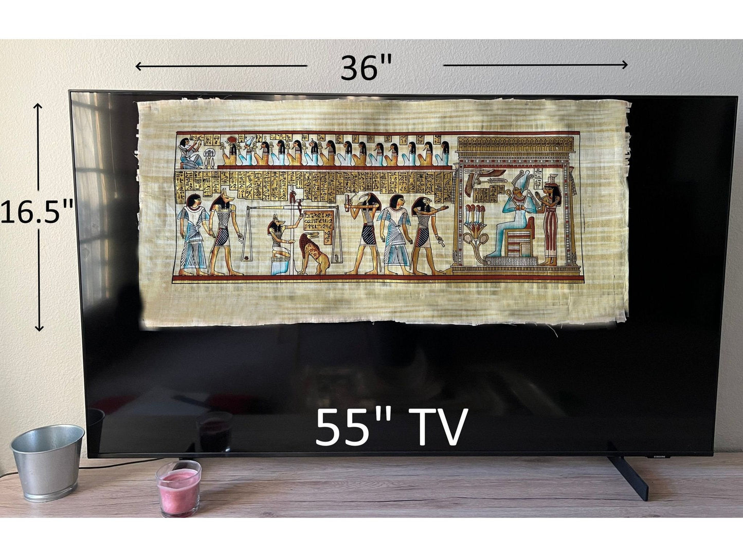 Book of The Dead Last Judgement of Hunefer, Extra Large Egyptian Wall Art Home & Office Wall Decor Ancient Egypt Papyrus Painting 36x16 inch