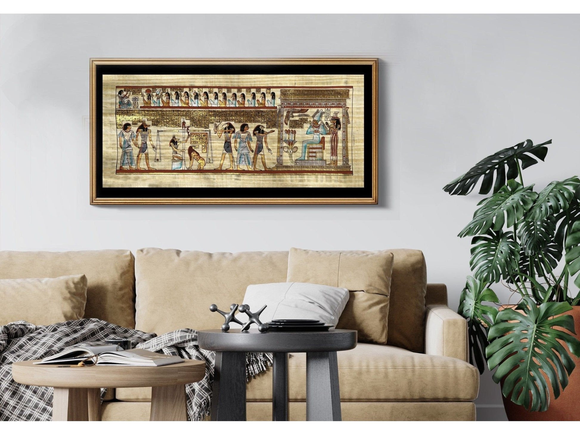 Book of The Dead Last Judgement of Hunefer, Extra Large Egyptian Wall Art Home & Office Wall Decor Ancient Egypt Papyrus Painting