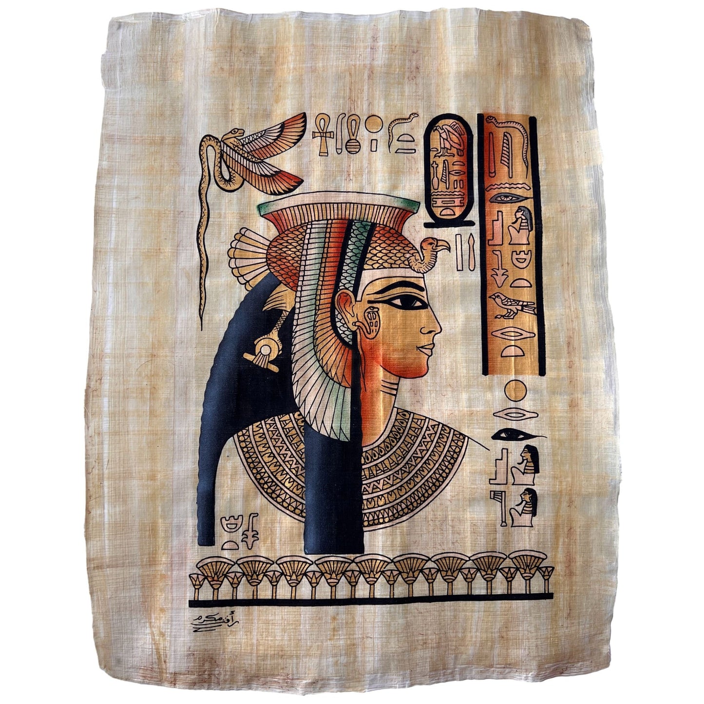 Egyptian Queen Cleopatra Handcrafted Papyrus Art for Timeless Elegance