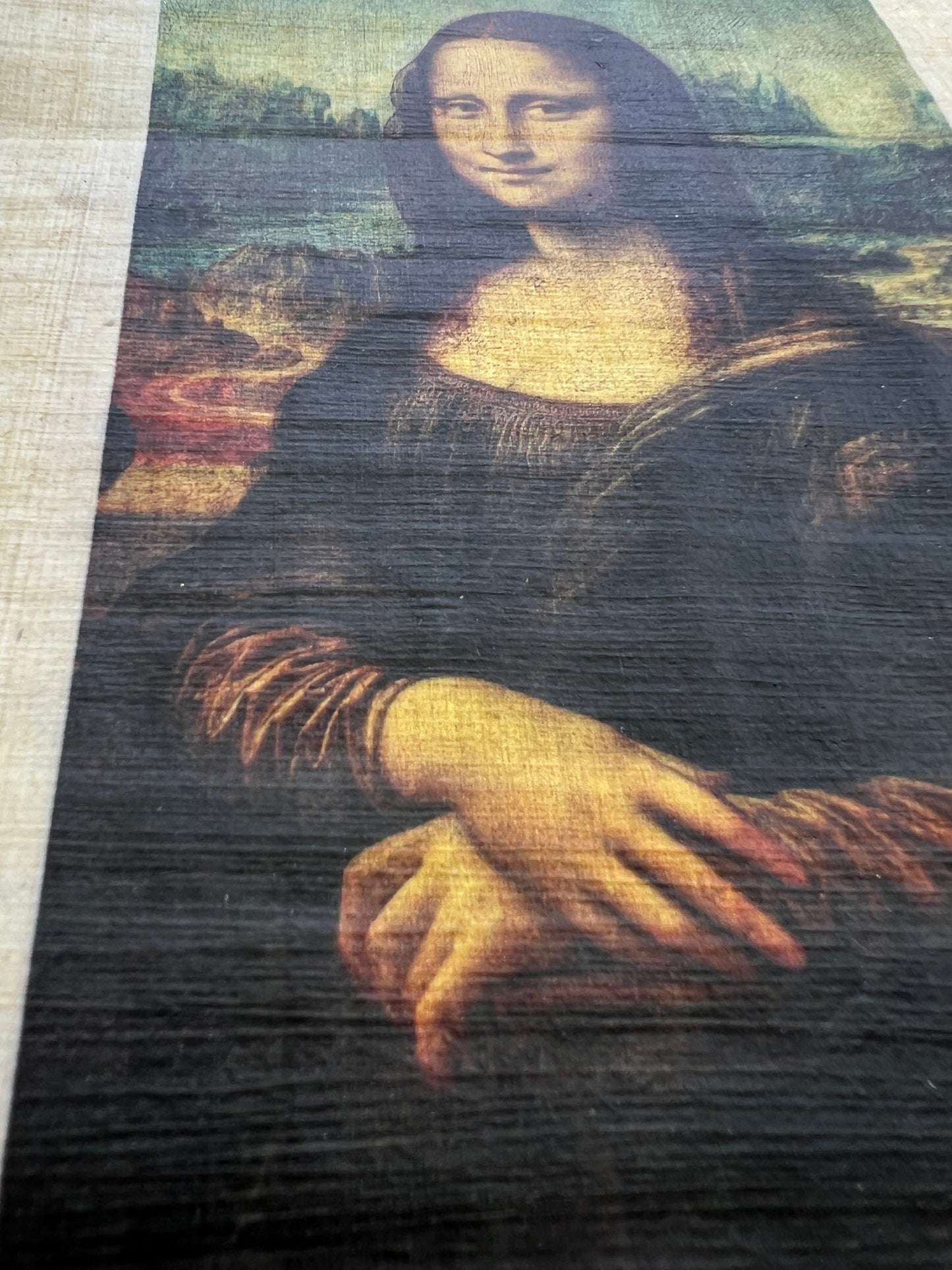 Mona Lisa Del Giocondo Printing on Original Egyptian Authentic Papyrus Paper, Painting by Italian Artist Leonardo da Vinci