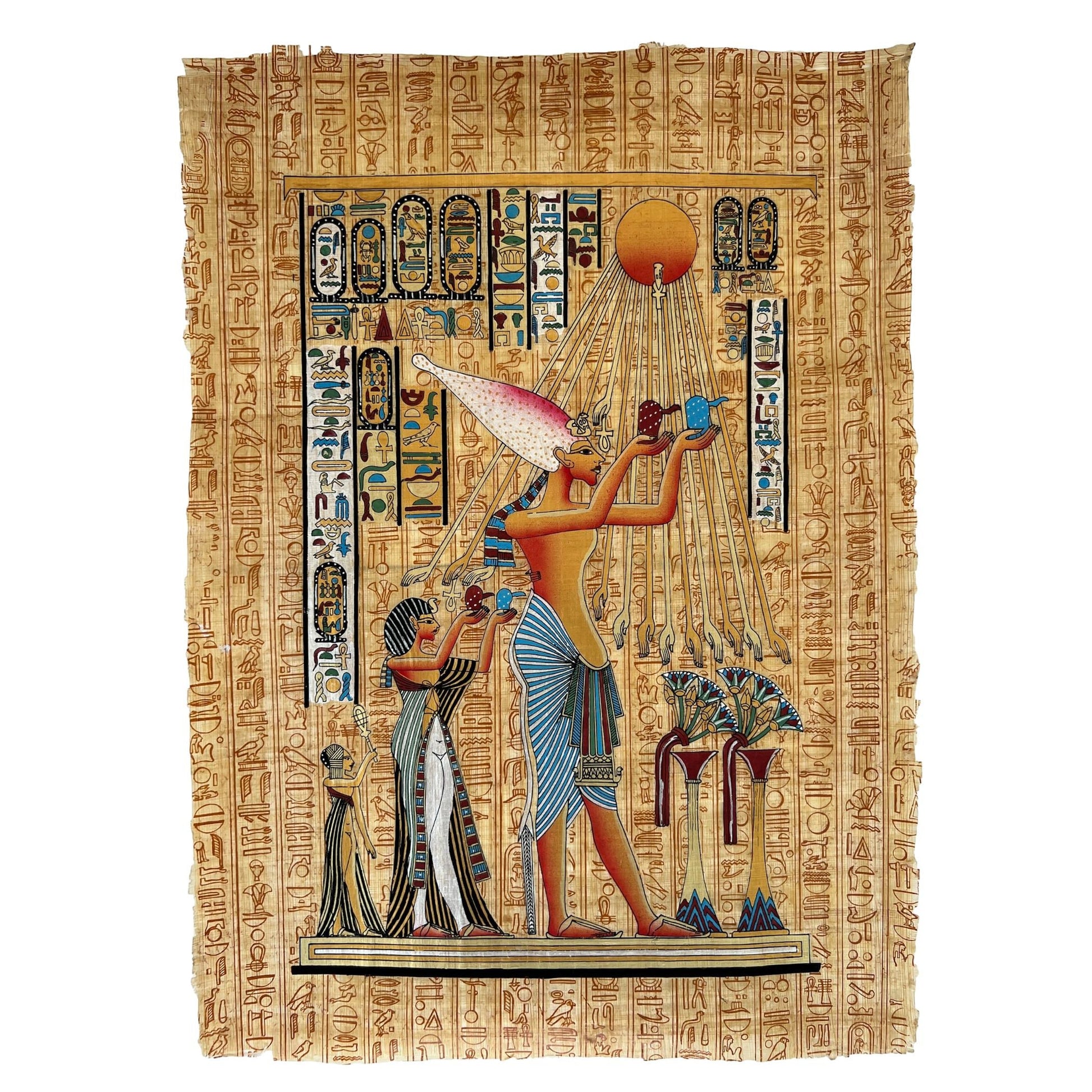 Aten, the God of The Sun, King Akhenaten, Nefertiti and Meritaten Adoring The Sun God, Ancient Egypt Mythology & Religion