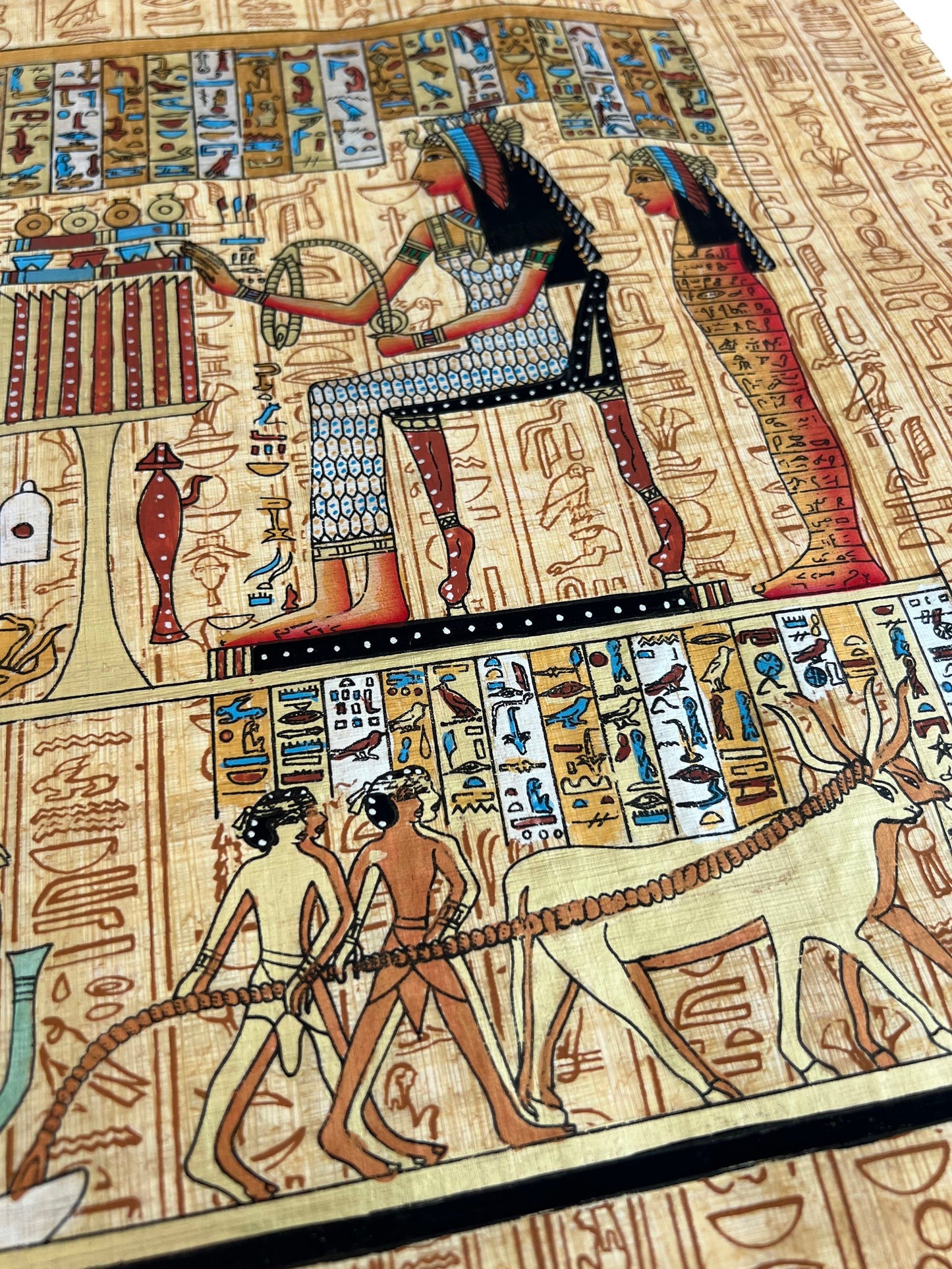 An Imposing Egyptian Queen, Egyptian Hieroglyphics Replica From Temple Walls, Authentic Hand Painted Ancient Egyptian Papyrus