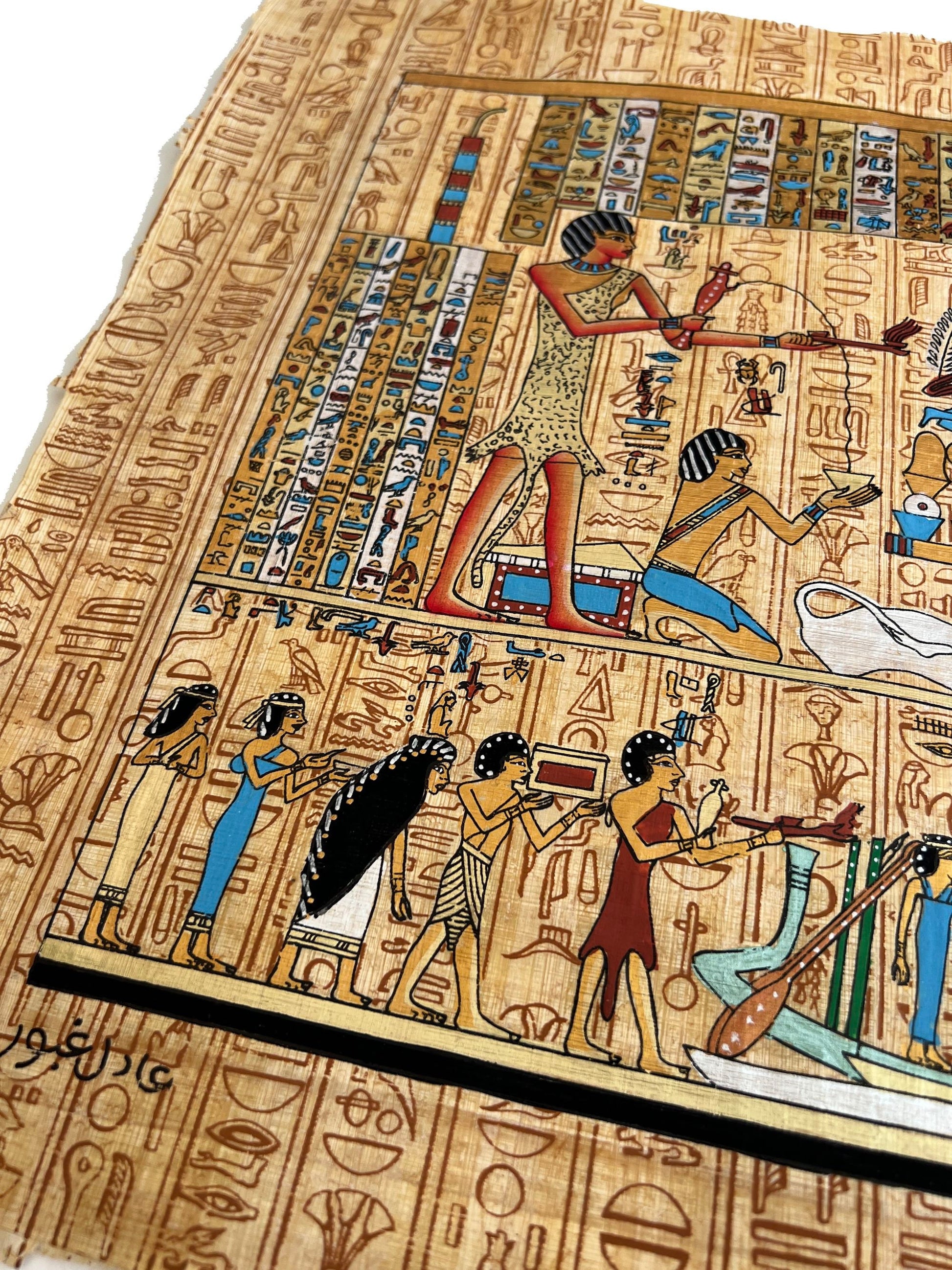 An Imposing Egyptian Queen, Egyptian Hieroglyphics Replica From Temple Walls, Authentic Hand Painted Ancient Egyptian Papyrus