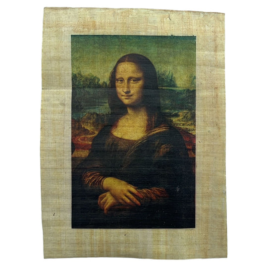 Mona Lisa Del Giocondo Printing on Original Egyptian Authentic Papyrus Paper, Painting by Italian Artist Leonardo da Vinci