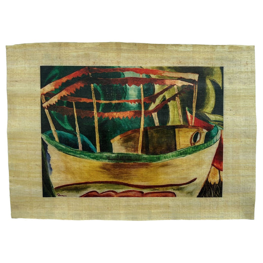 Fishboat - Arthur Dove 1930 Printing on Ancient Egyptian Papyrus, Wall Art Decor, Office Decor, Wall Art for Living Room