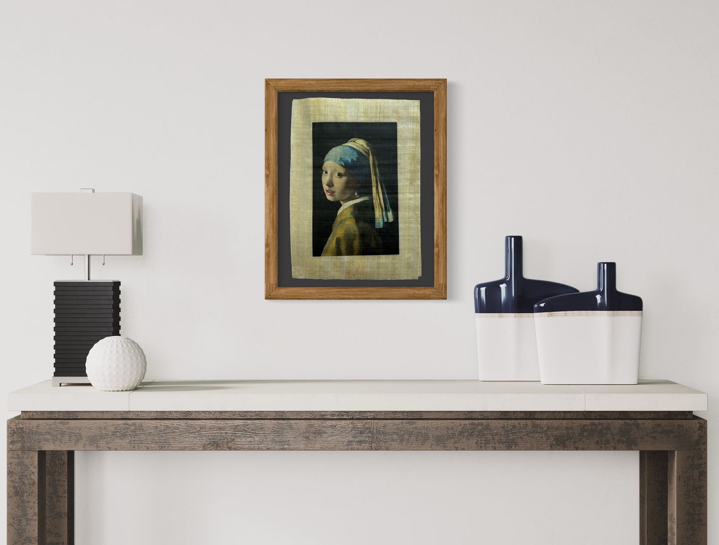 Girl with a Pearl Earring, Johannes Vermeer - Printings on Egyptian Papyrus Using Special Techniques in Egypt - Office Decoration