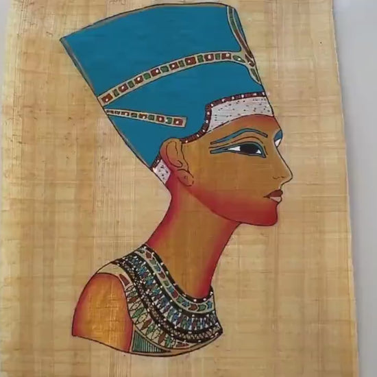 Ancient Egyptian Papyrus Painting, King Tutankhamun - Tut, Death Mask from Innermost Coffin, Wall Decor Papyrus Art, Hand Painted Gifts