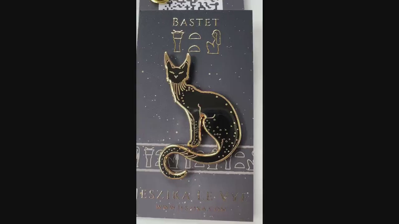 Bastet Pins - Black Cat Pins - Egyptian Pins Collection - Pins for Hats - Ancient Egypt Bastet Enamel Lapel Pins