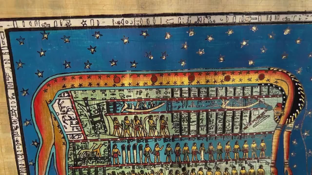 Goddess Nut - Egyptian Decor Papyrus Painting - The Stars Goddess Nut Hand Painted Painting on Finest Papyrus - Hand Made In Egypt