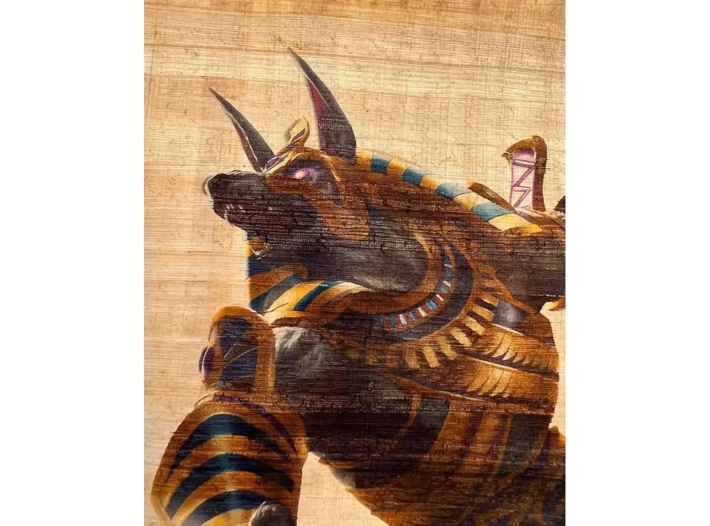 Anubis Attack Printing on Egyptian Papyrus Authentic Papyrus
