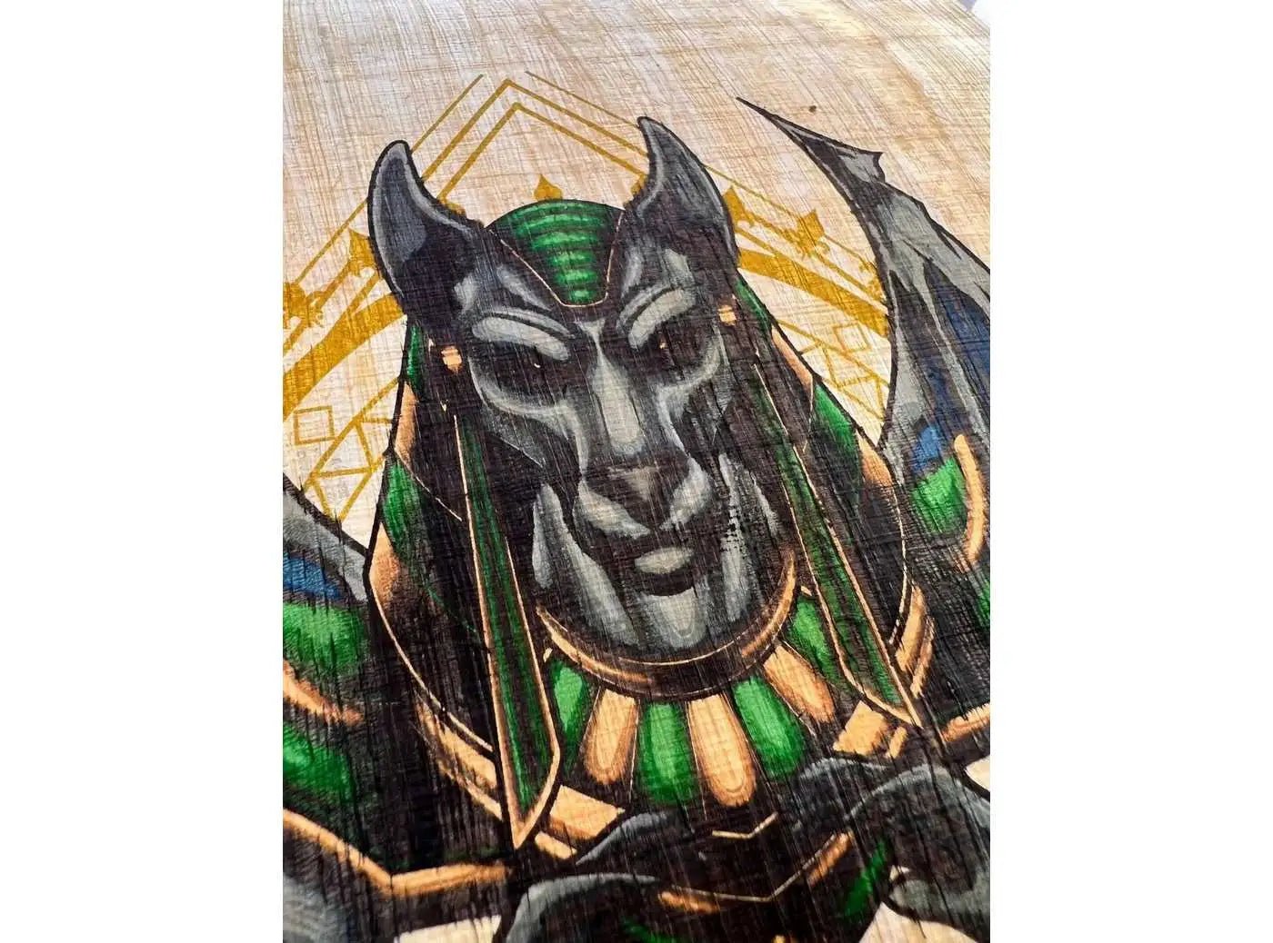 Anubis Illustration Vector Printing on Authentic Egyptian Vintage Papyrus Paper