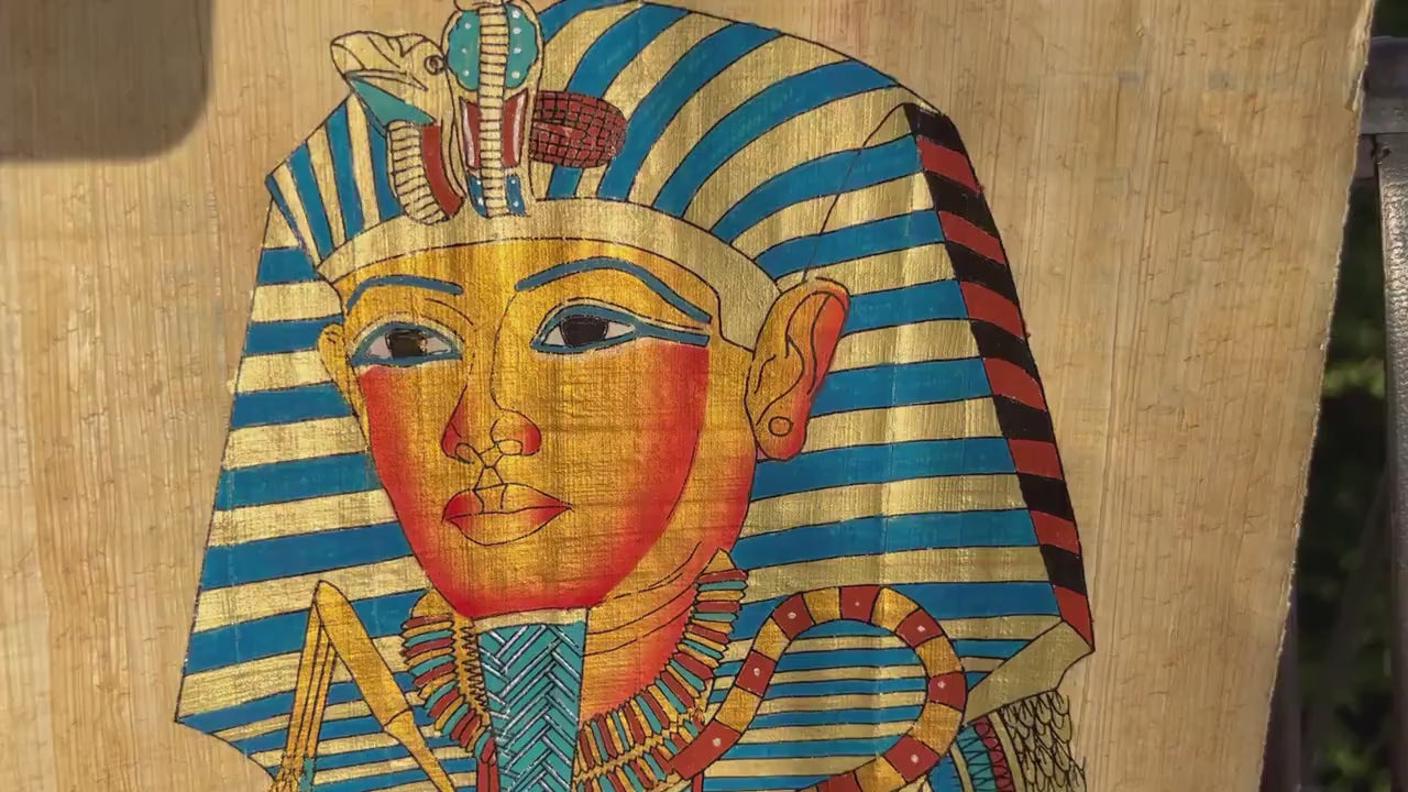 Ancient History • King Tut Tutankhamun • Papyrus Paper • Hand painted In Egypt With Authentic Papyrus Leaves • Egypt Decor • Egypt Papyrus