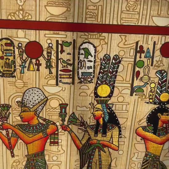 Hieroglyphs Papyrus • Pharaonic Papyrus Painting - Authentic Papyrus Art of Ancient Egypt - Handmade in Egypt Decor • Egypt Papyrus Art