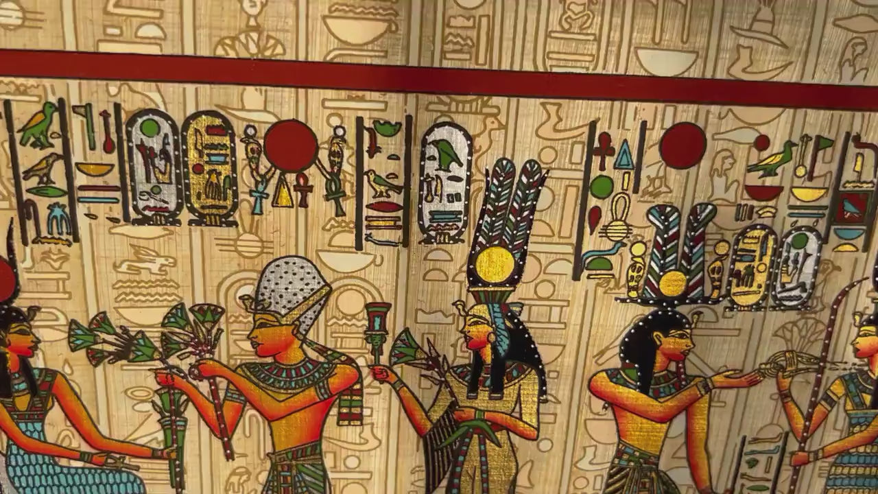 Hieroglyphs Papyrus • Pharaonic Papyrus Painting - Authentic Papyrus Art of Ancient Egypt - Handmade in Egypt Decor • Egypt Papyrus Art