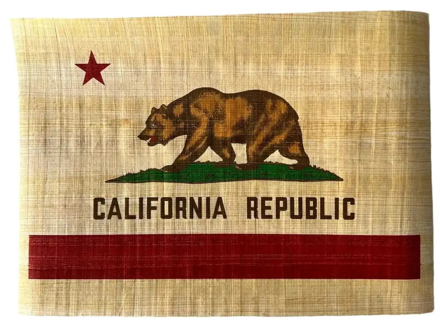 California Flag on Egyptian Papyrus - State Flag Printing - Gift for California Republic Lovers - Home & Office Decoration