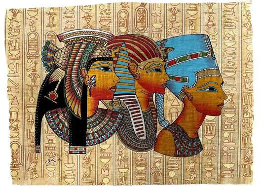 Cleopatra-Tutankhamen-Nefertiti - Cleopatra in Royal Vulture Crown - Tutankhamun in Names - Nefertiti in Modius