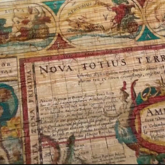Nova Totius Terrarum Orbis Geographica Ac Hydrographica Tabula Vintage 17th Century World Ancient Map Illustration Wall Art • Vintage Look