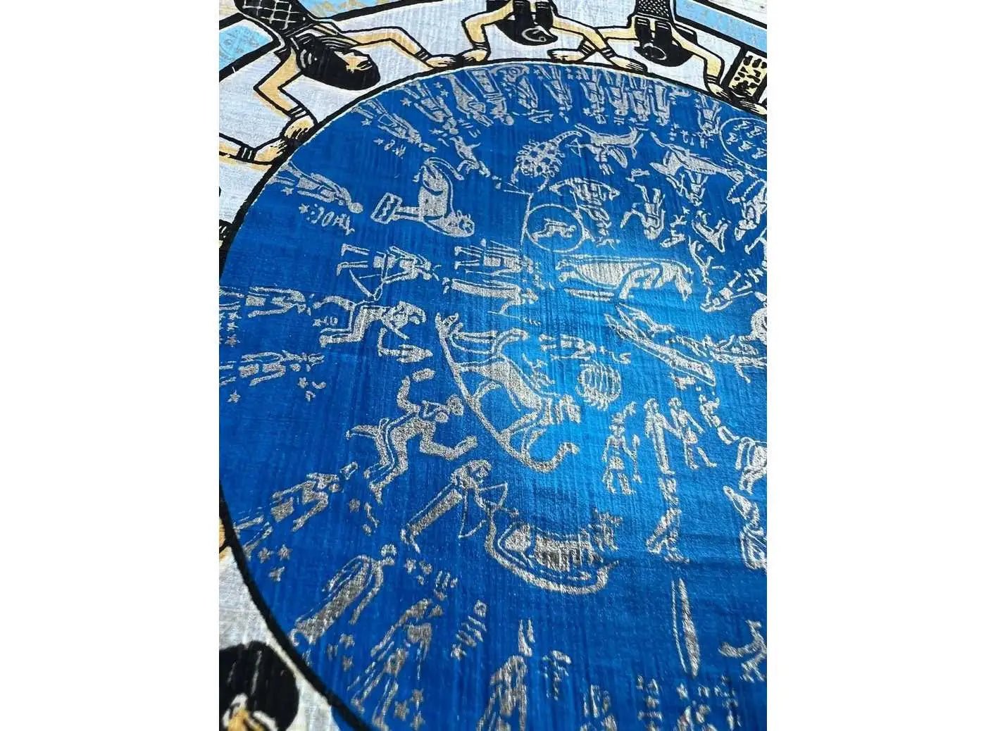 Egyptian Astrological Calendar Papyrus Painting - Moon Sun Stars - Dendera Zodiac 12 Signs Egyptian Astrology