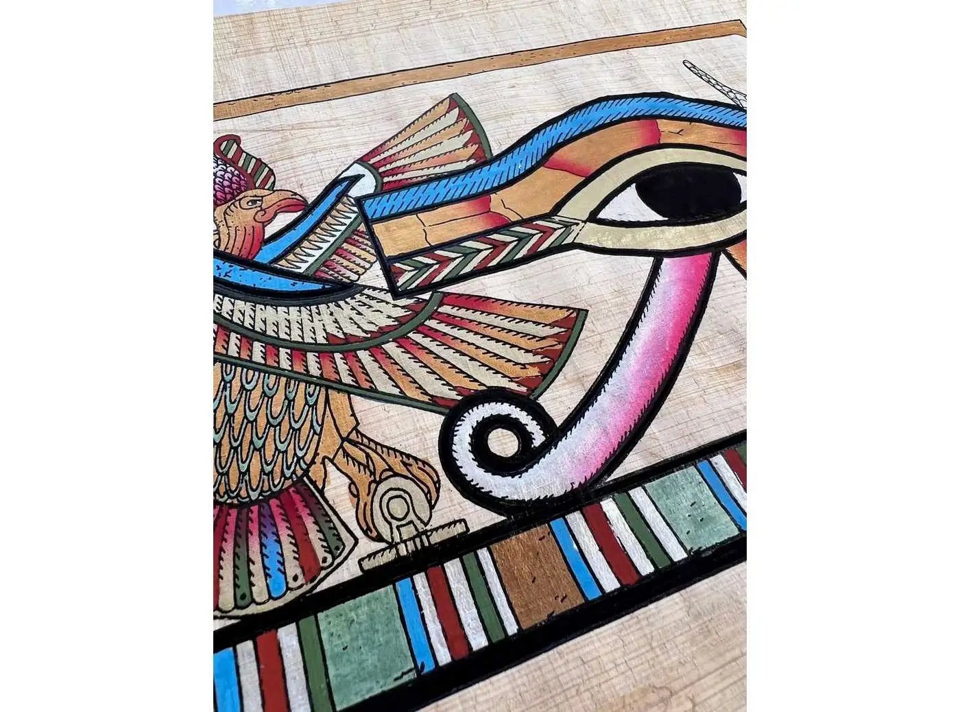 Egyptian Eye of Horus - Symbol of Well Being Restoration Protection - Original Hand Painted Painting Papyrus
