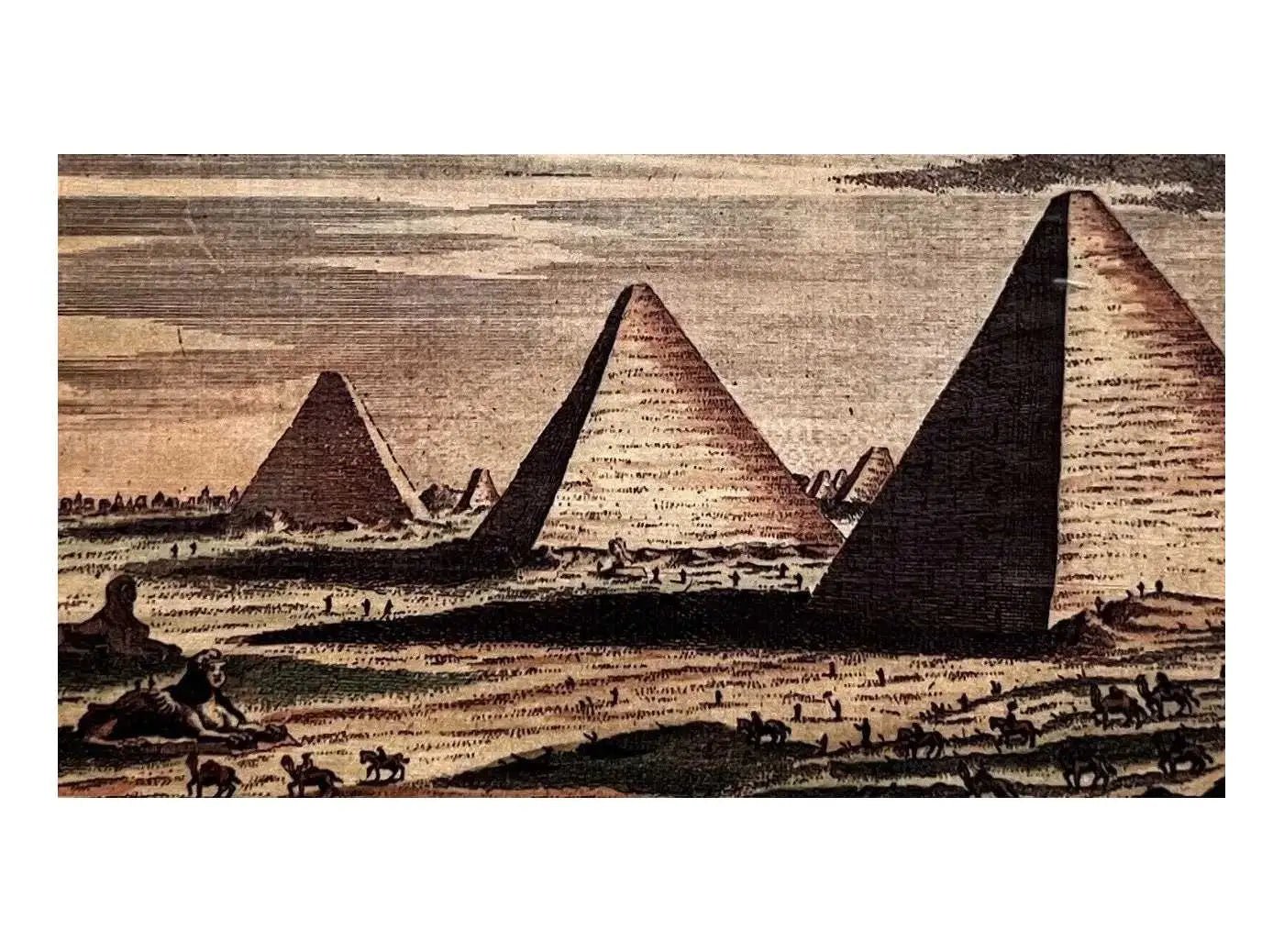 Egyptian Pyramids Printing, Wall Art Prints, Giza Pyramid, Seven Wonders of The World on Original Handmade Papyrus, Office & Home Decor