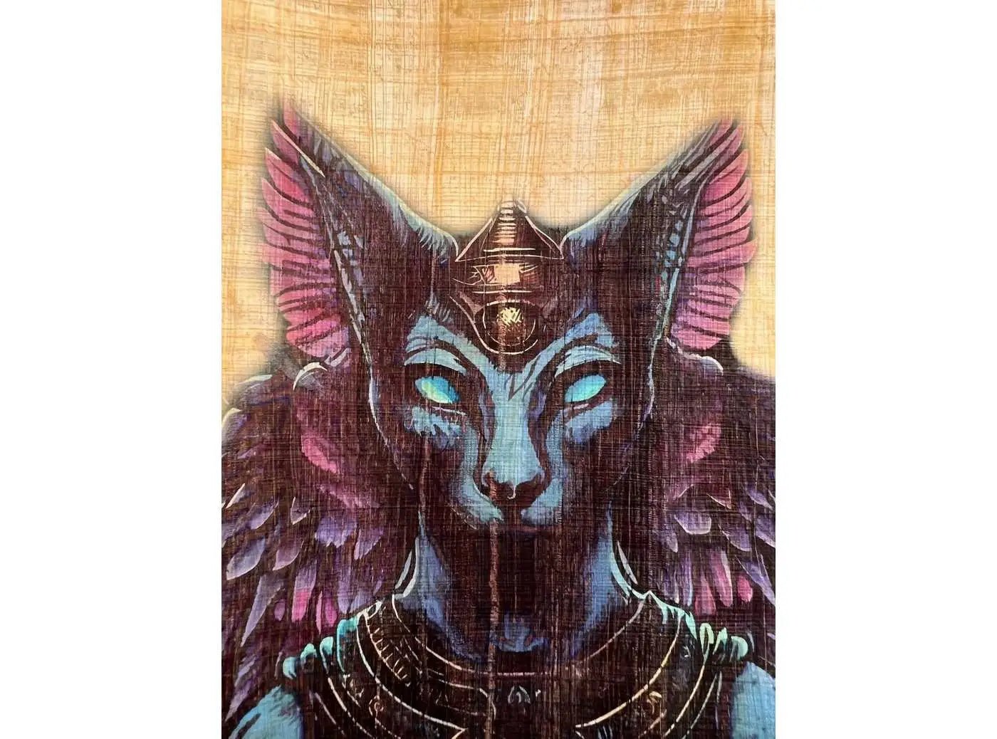 Egyptian Sphinx Cat Printing on Egyptian Vintage Papyrus Paper