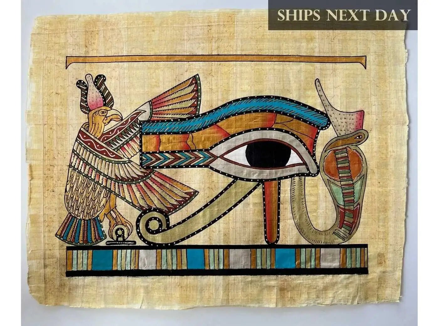 Eye Of Horus - Papyrus Painting - Authentic Papyrus Art of Ancient Egypt - Egypt Decor - V2