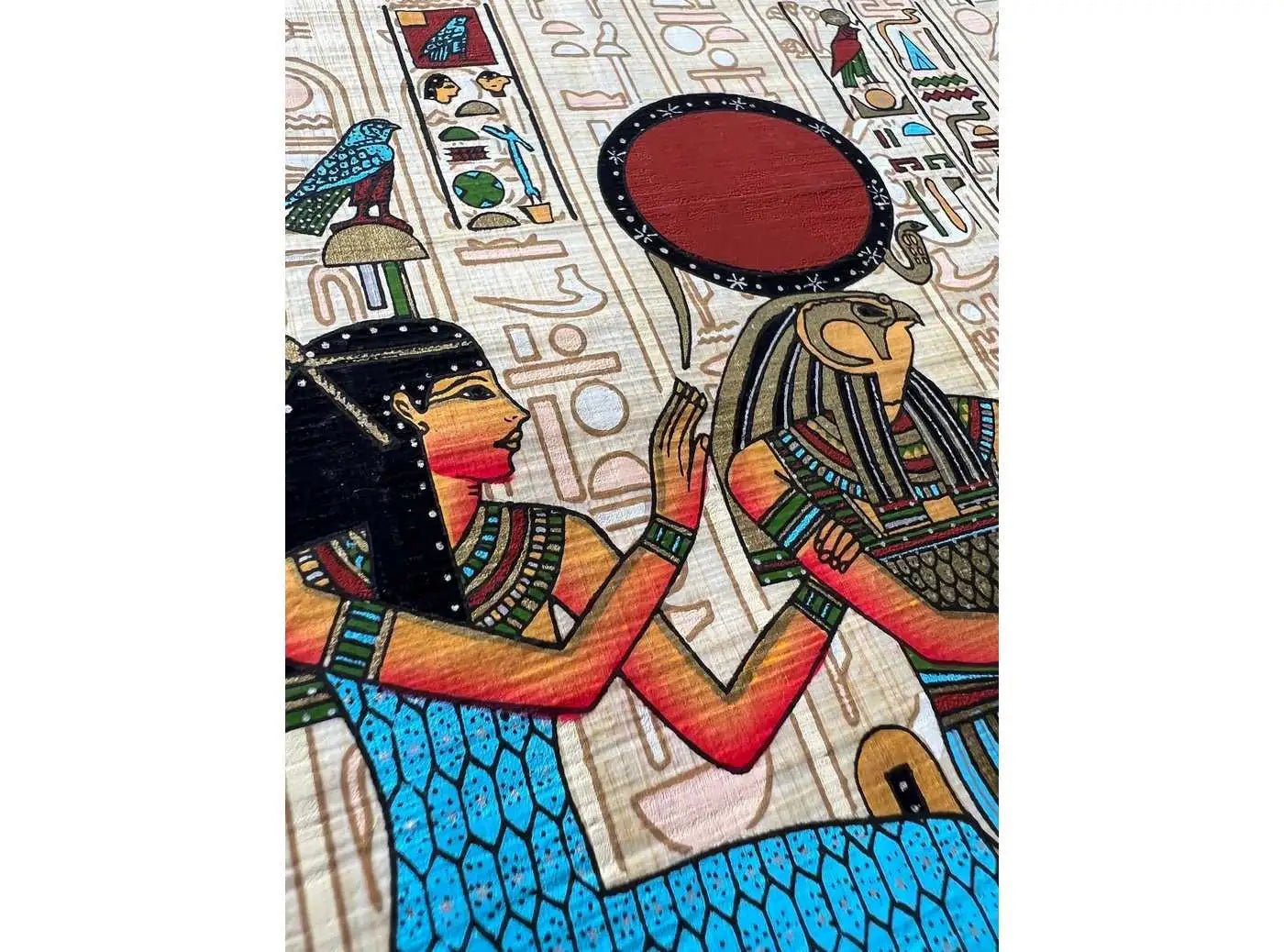 God Horus - God of Power and Protection - Goddess Hathore - Papyrus Hieroglyphs Paper - Unique Design
