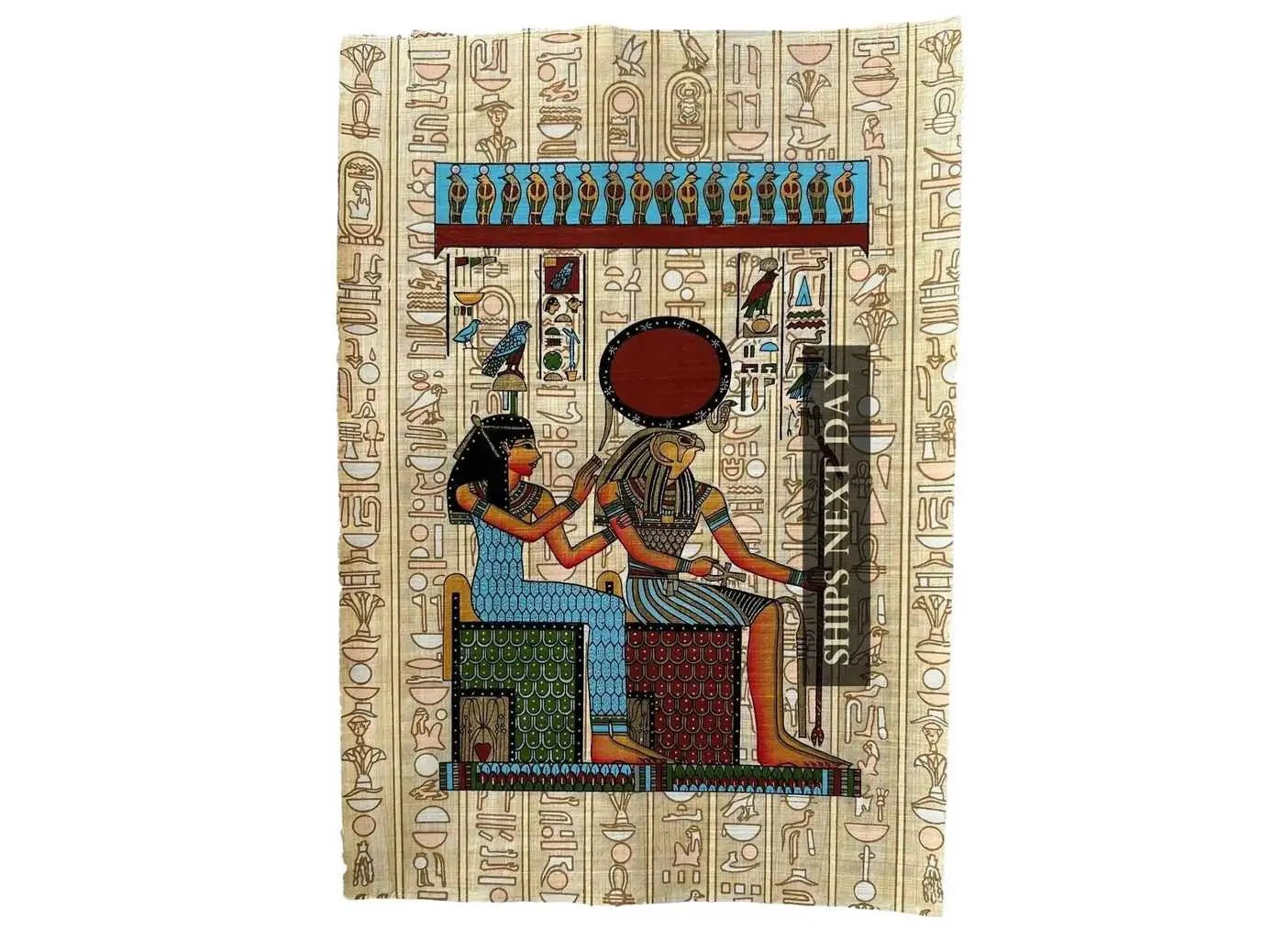 God Horus - God of Power and Protection - Goddess Hathore - Papyrus Hieroglyphs Paper - Unique Design