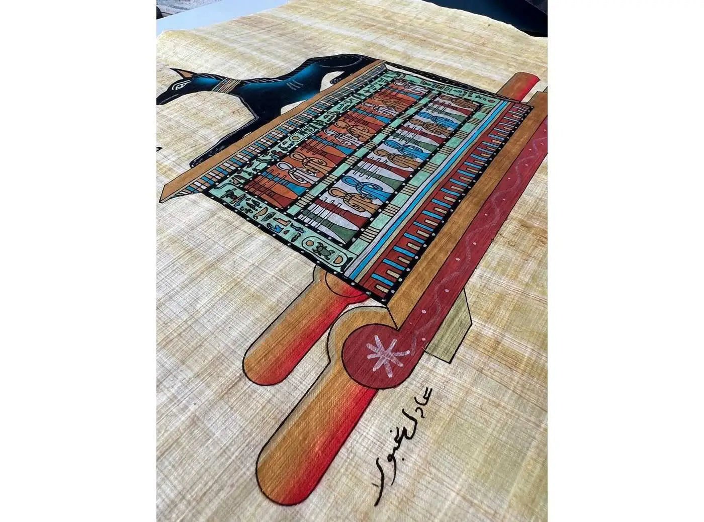 God of Dead Anubis - Handmade in Egypt - Unique Ancient Egyptian Art - Egypt Papyrus Painting