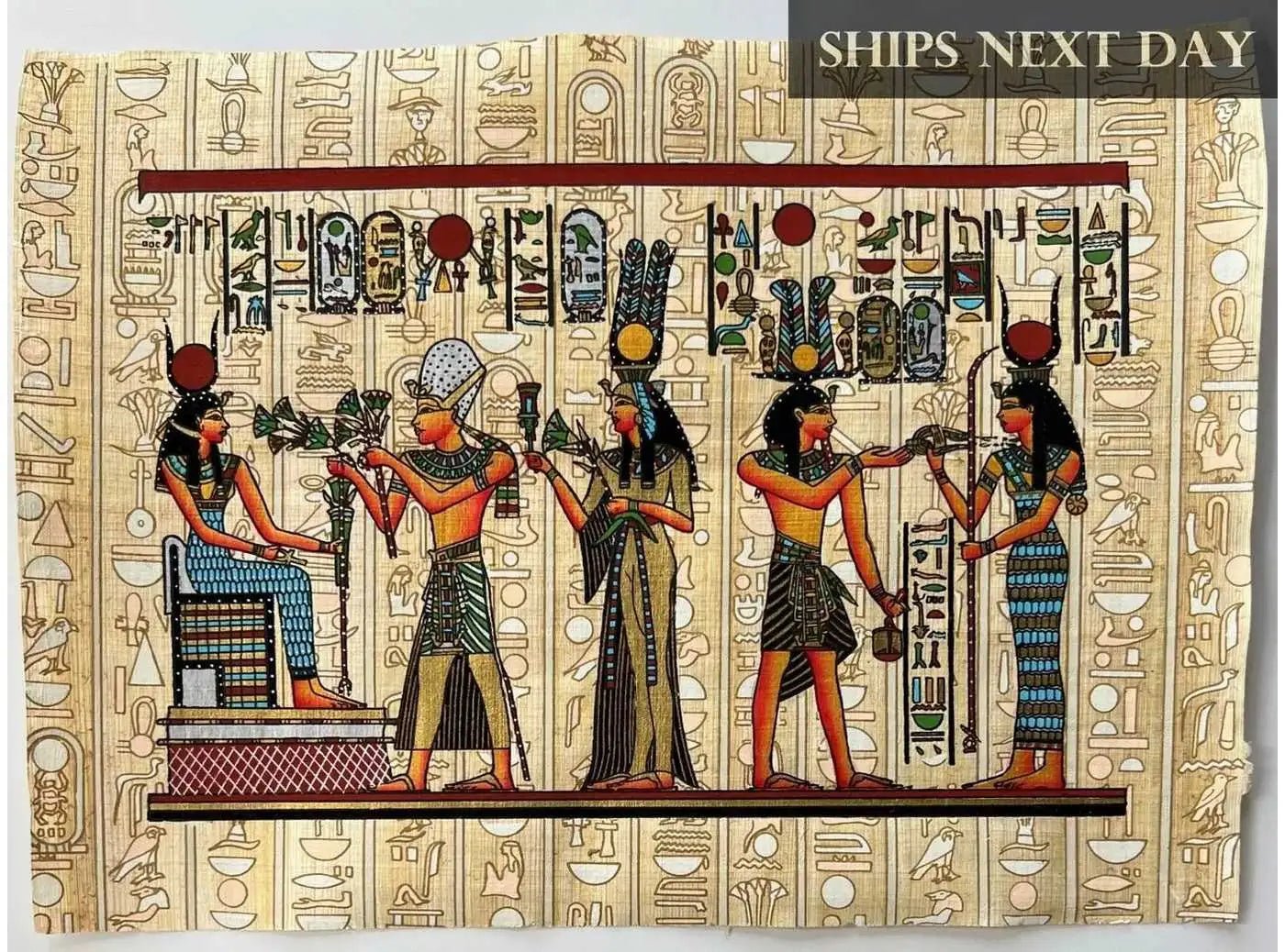 Hieroglyphs Papyrus - Pharaonic Papyrus Painting - Authentic Papyrus Art of Ancient Egypt