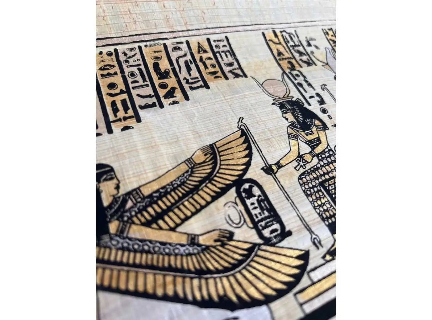 Horus Leading Nefertari Into the Afterlife - Vintage Printing on Egyptian Authentic Papyrus