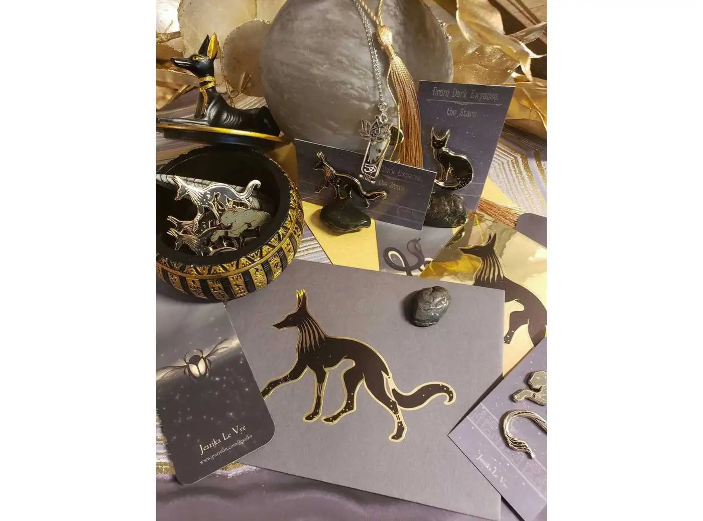 Anubis Sticker - Ancient Egypt Sticker - Egyptian Mythology Gifts - Ancient Egyptian Deity Gift - Jackal Decal - Gold Foil Metallic Chrome