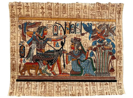 King Tut and his wife Ankhesenamun are hunting birds in the papyrus garden