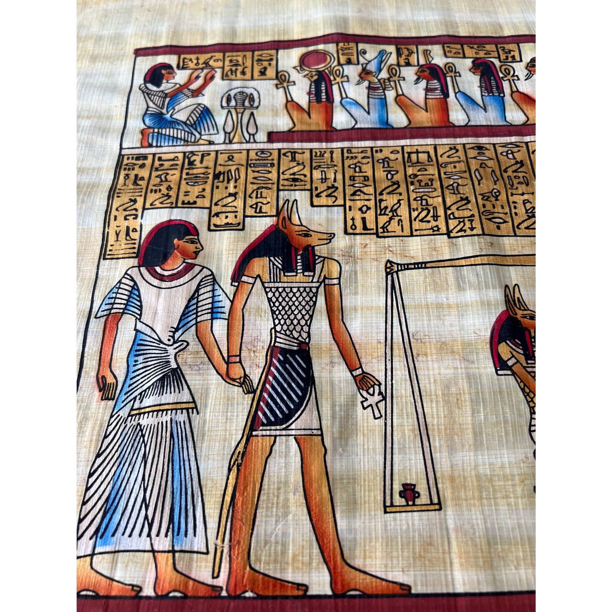 Last Judgement of Hunefer from His Tomb, Book of The Dead, Extra Large Rectangle Egyptian Papyrus Painting Wall Decor