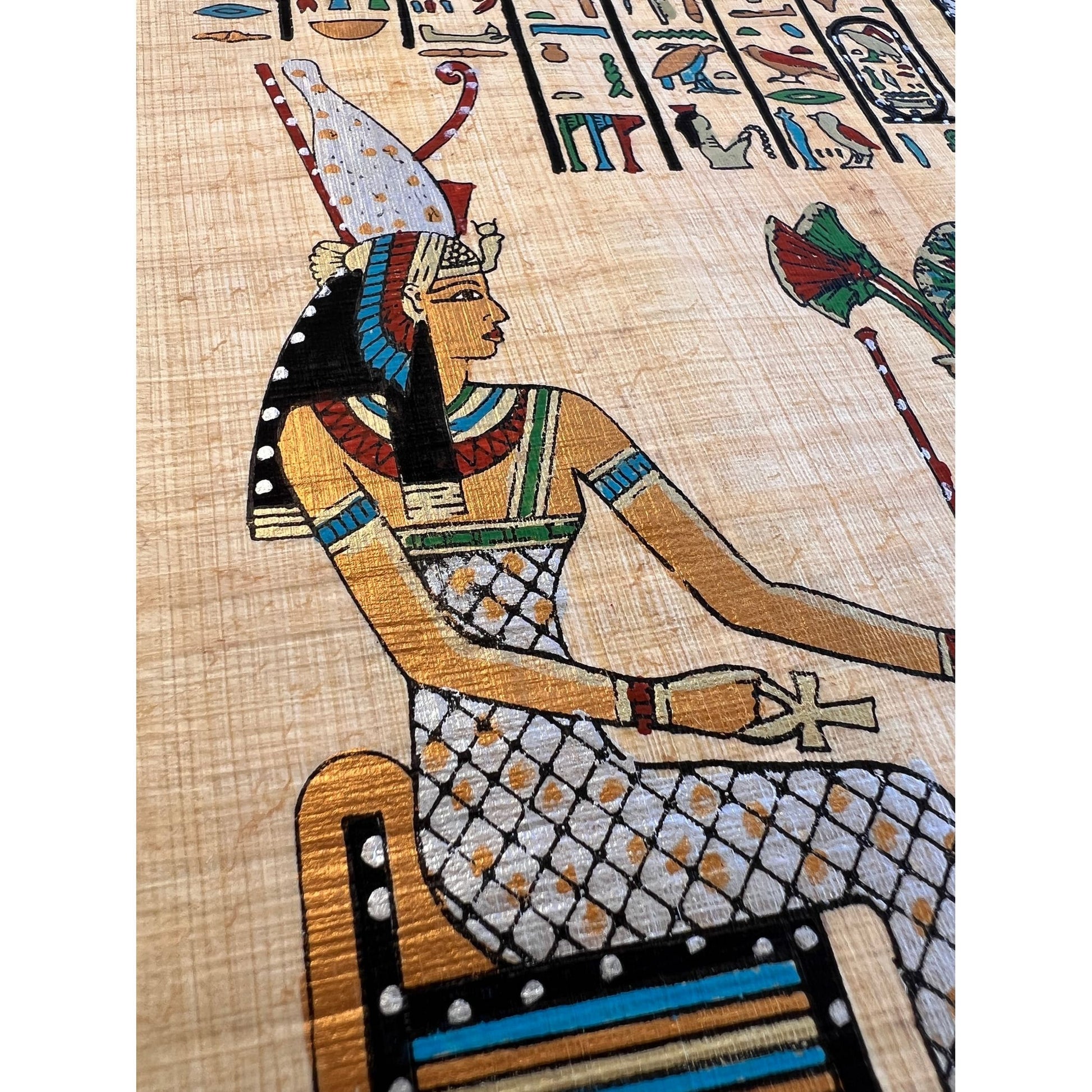 Queen Nefertari Offering Flowers, a Symbol of Love in Ancient Egypt, Egyptian Decor, Wall Art Papyrus