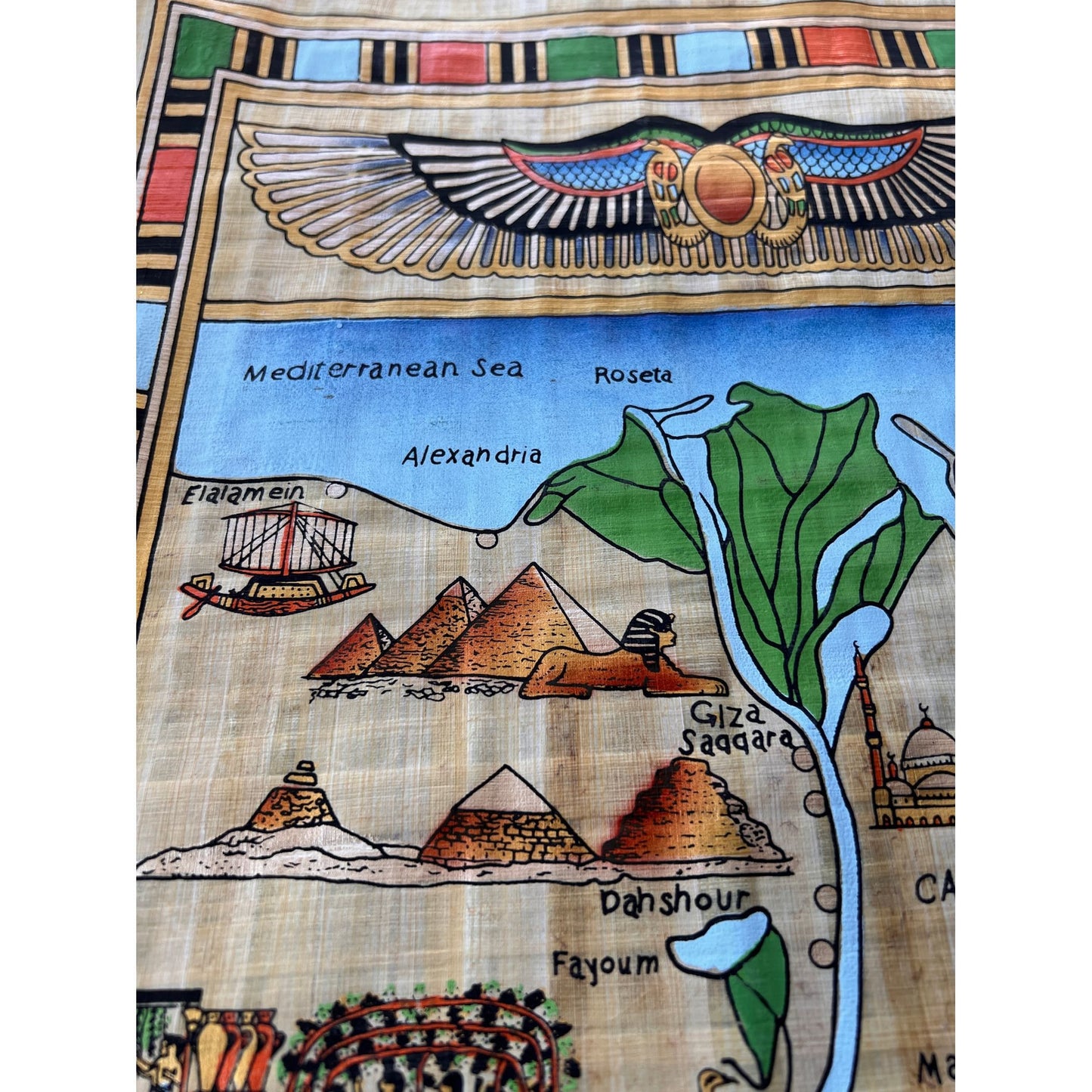 Map of Ancient Egypt, Fun & Educational for Lessons on The Egyptians, for The Classroom Nursery, Detailed Painting of The Nile