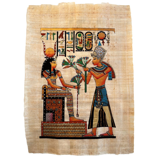 King Ramses II Offering Flowers to The Goddess Hathor