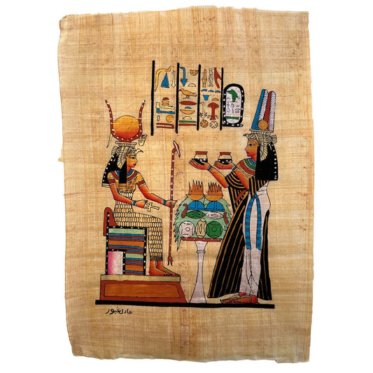 Queen Nefertari in The Afterlife Offering Oils to Goddess Isis