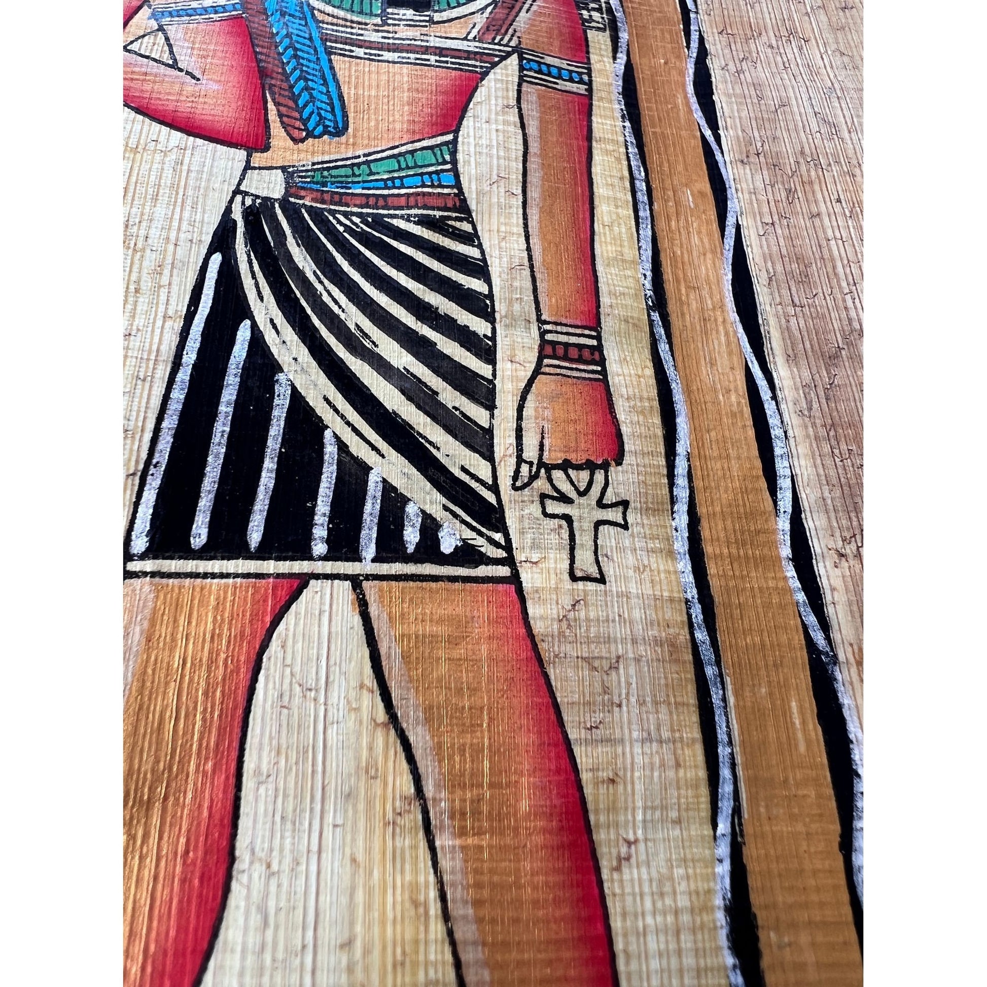 Osiris Lord of Gods, Pharaoh and God Horus Ancient Egyptian Genuine Hand Painted Papyrus Painting Art, 13x17 Inches