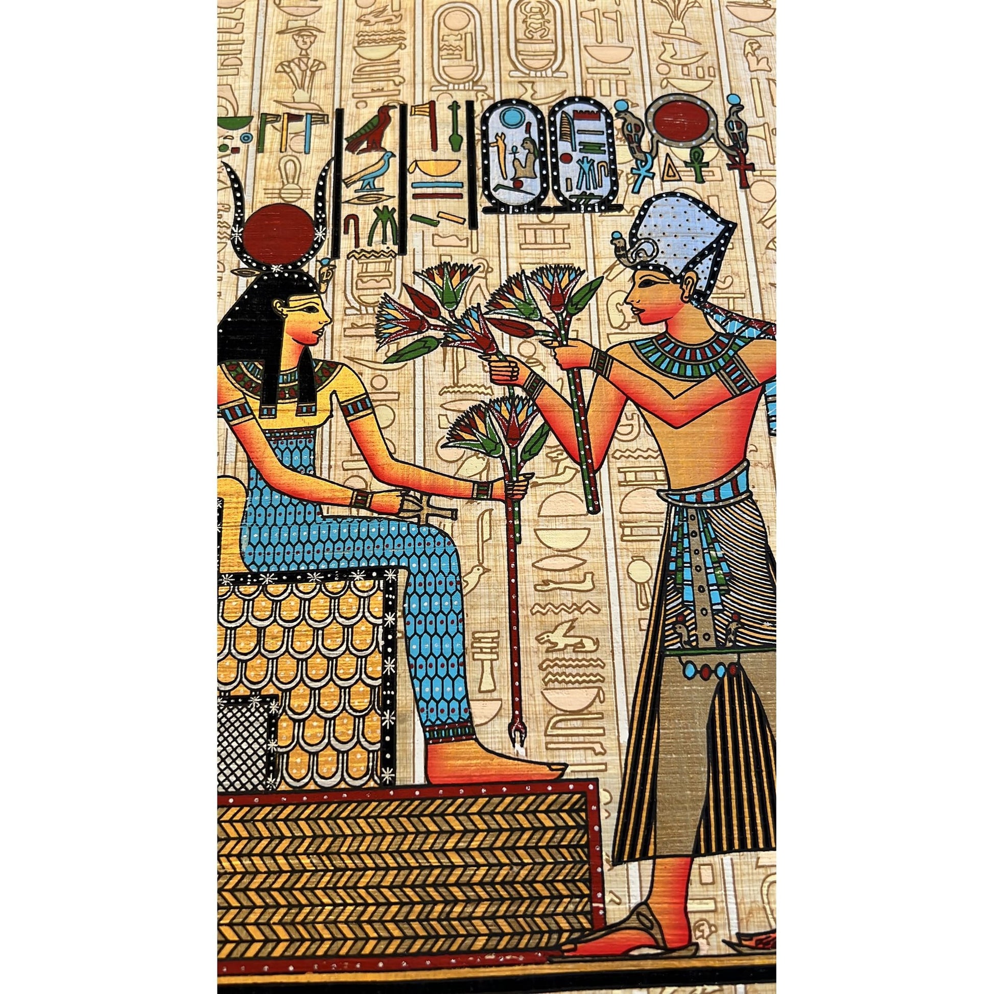 Vintage Egyptian Hand Painted Papyrus