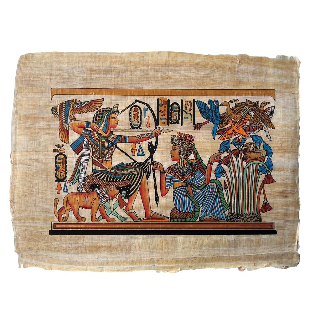 King Tutankhamun with Queen Ankhesenamun Royal Hunting Scene, Egyptian ...