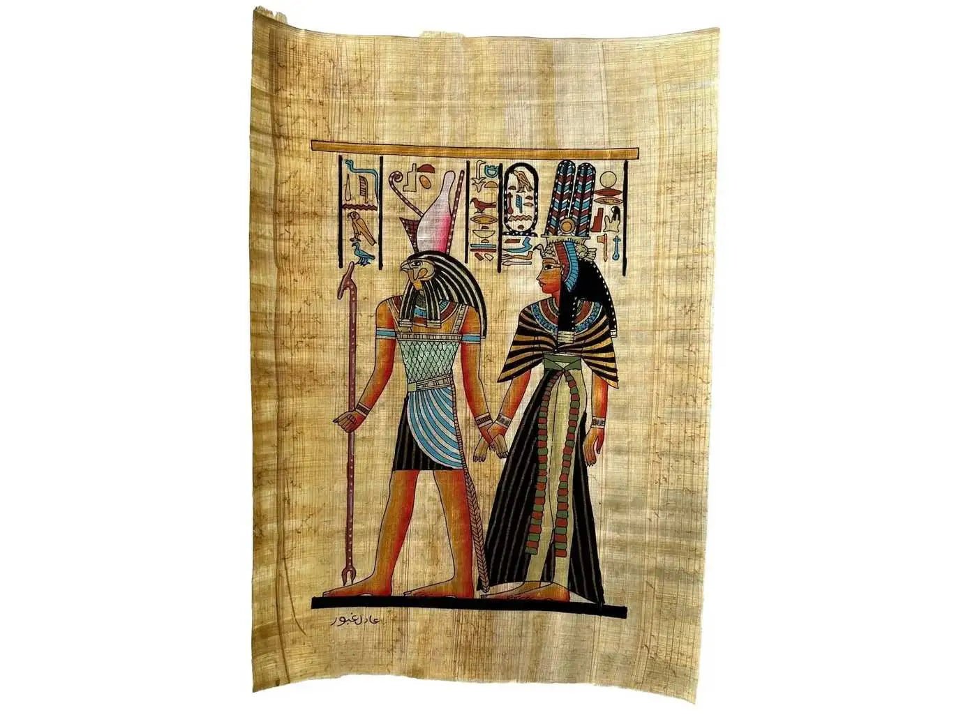 Isis and Queen Nefertari - Rare Ancient Egyptian Painting of Egyptian Gods and Goddesses