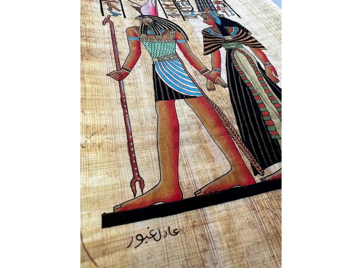 Isis and Queen Nefertari - Rare Ancient Egyptian Painting of Egyptian Gods and Goddesses
