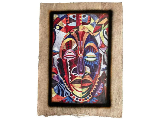 Julie Mar Mask African Art Printing on Brown Egyptian Papyrus - Egyptian Wall Art Home Decor