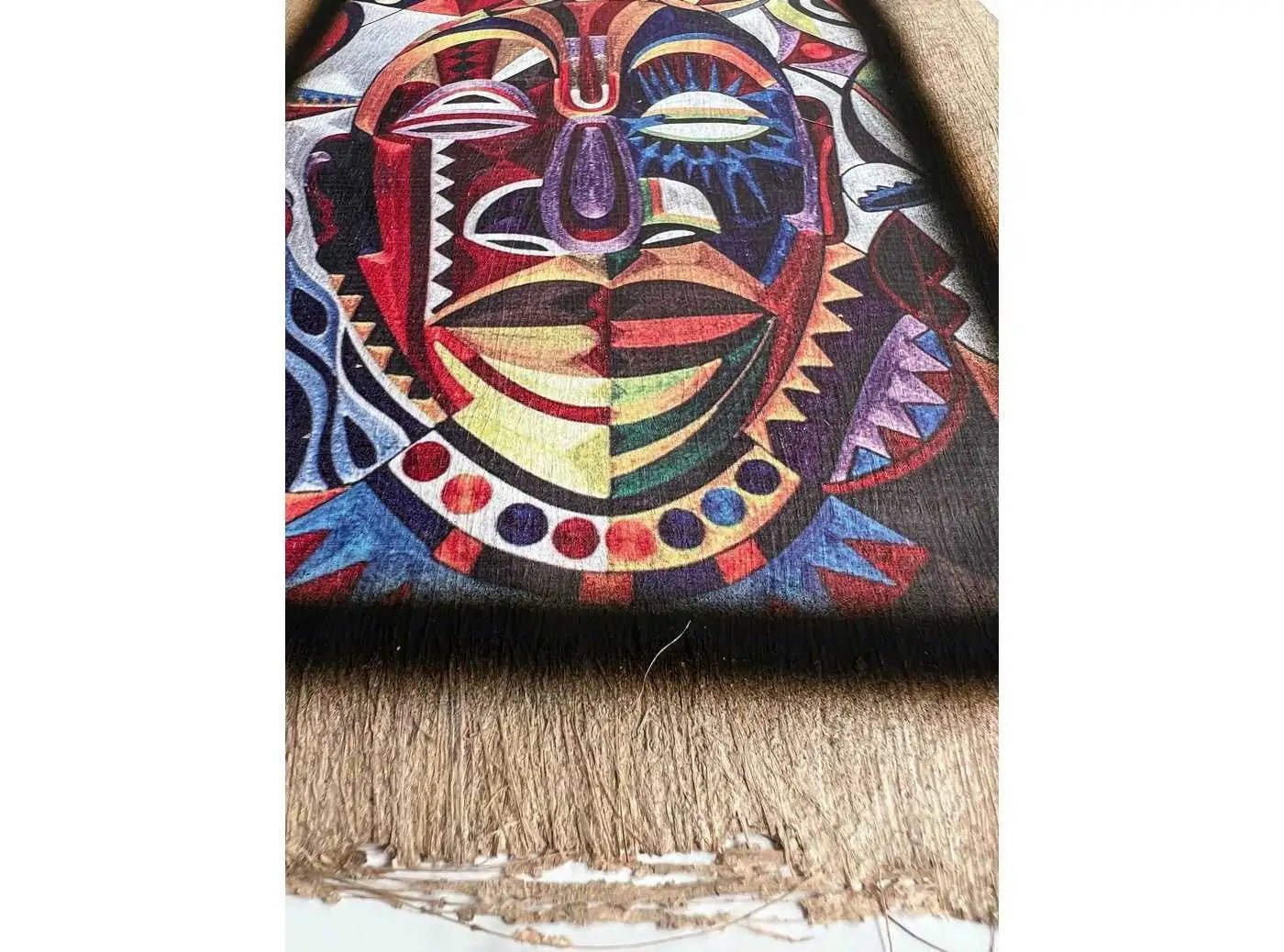 Julie Mar Mask African Art Printing on Brown Egyptian Papyrus - Egyptian Wall Art Home Decor