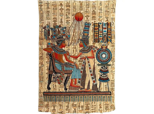 King of Egypt Tutankhamun and His Wife Queen of Egypt Ankhesenamun Painting on Tutankhamun’s Royal Seat Golden Throne - Art of Ancient Egypt