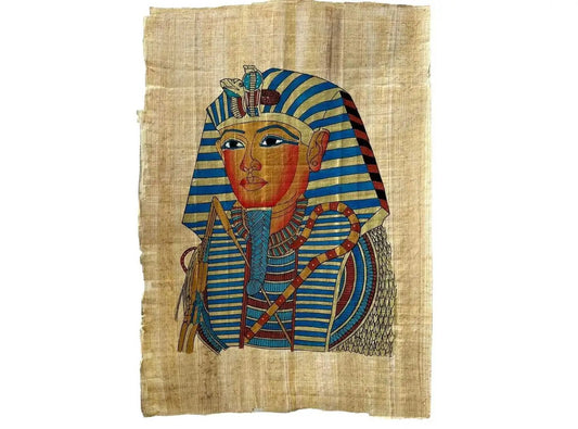 King Tut Tutankhamun - Vintage Authentic Hand Painted Papyrus With Signature - Egypt Papyrus Art
