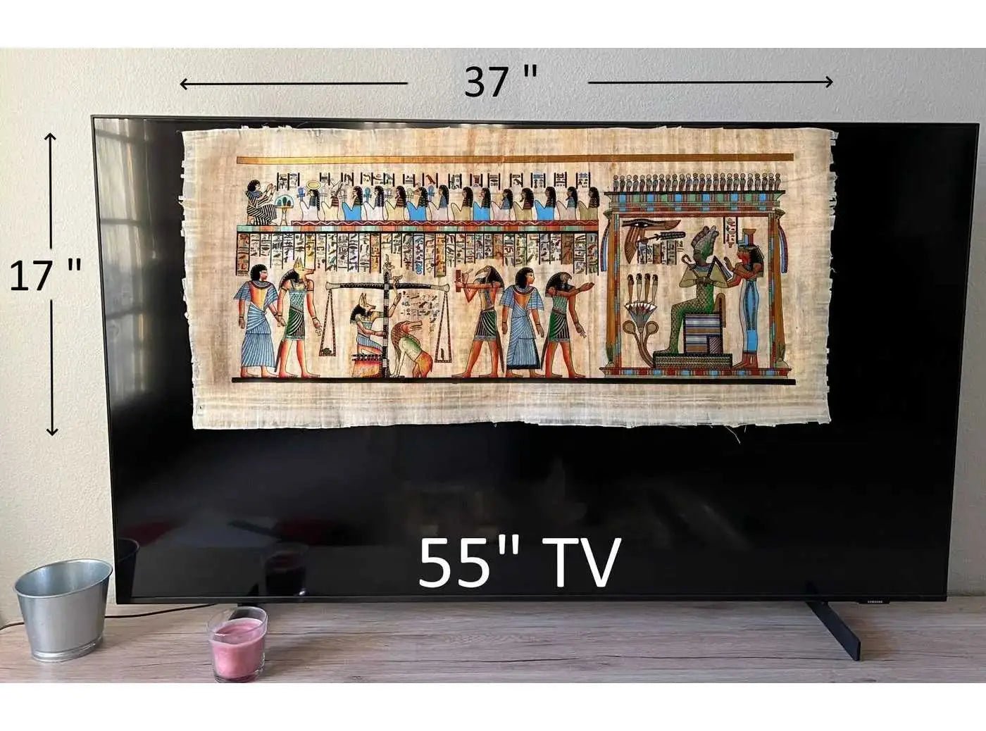 Last Judgement of Hunefer from His Tomb The Book of the Dead Hand Painted on Papyrus Extra Large Home & Office Wall Decor