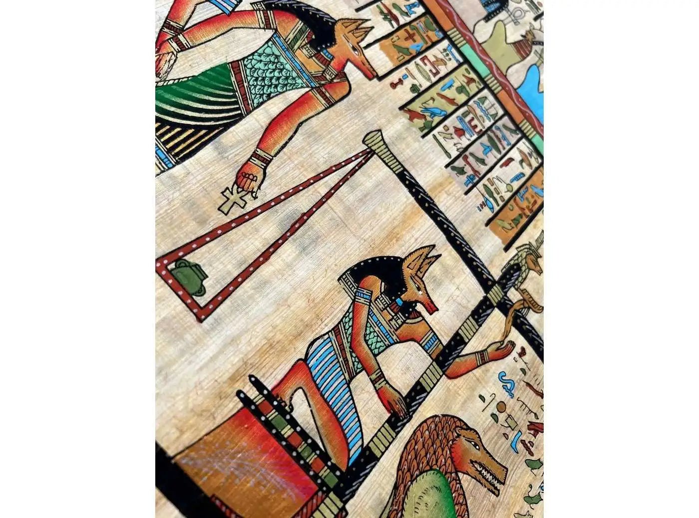 Last Judgement of Hunefer from His Tomb The Book of the Dead Hand Painted on Papyrus Extra Large Home & Office Wall Decor
