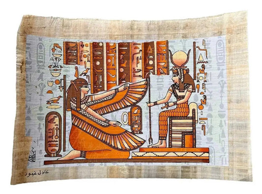 Maat Goddess Isis - Authentic Hand Painted Papyrus - Egypt Papyrus Goddess - Glow In Dark